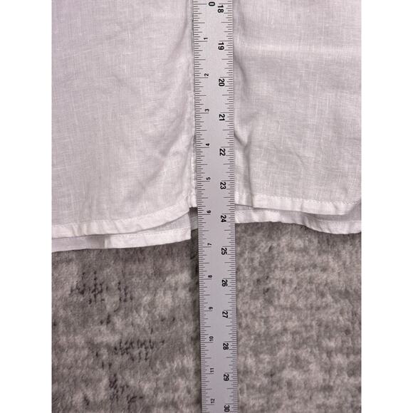 Anthropologie Top Large Womens Pilcro White Linen Button Up Boxy Shirt - Picture 6 of 7